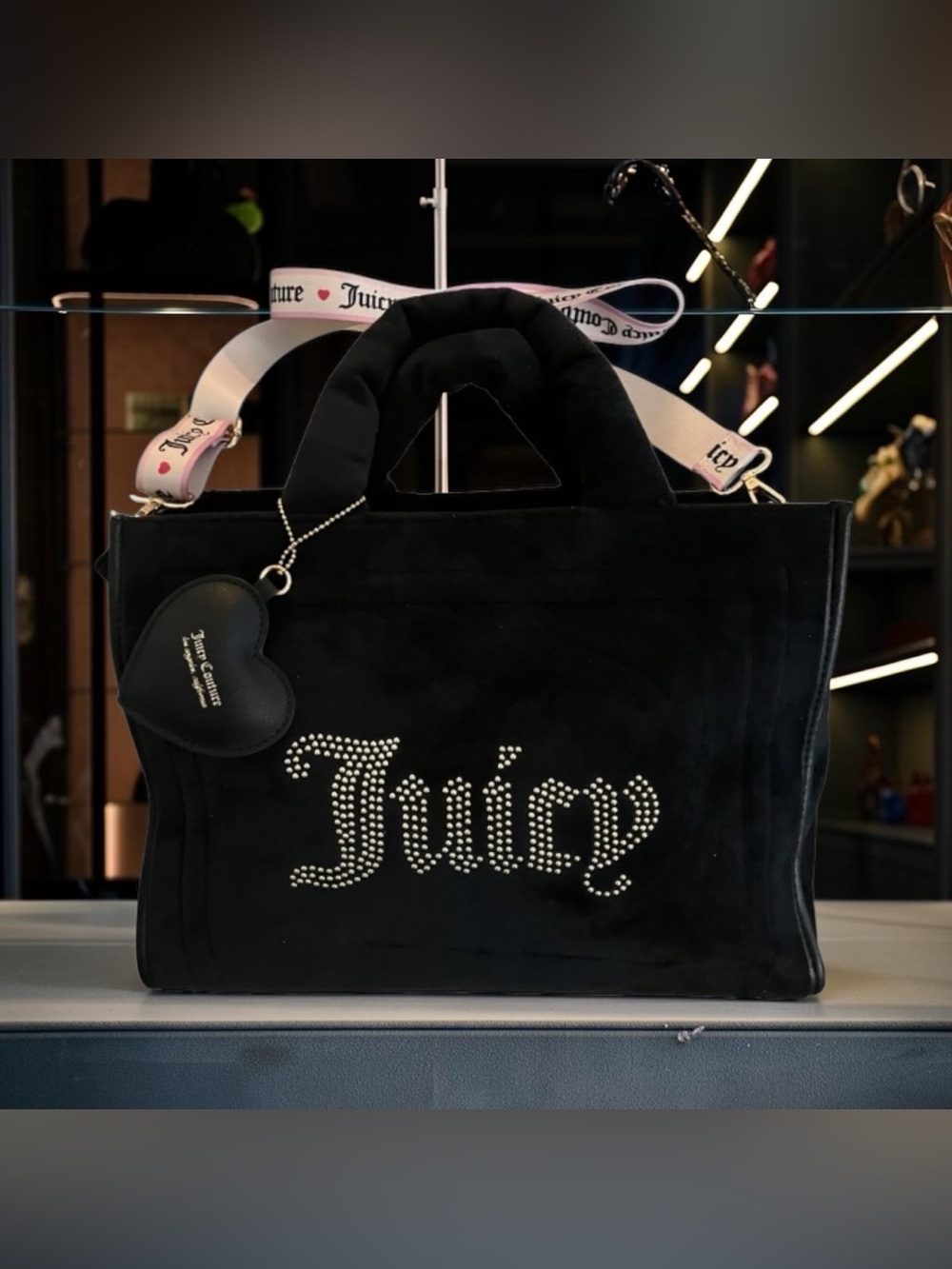 NWOT JUICY COUTURE EXTRA SPENDER LARGE TOTE BAG CROSSBODY BLACK LIQUORICE